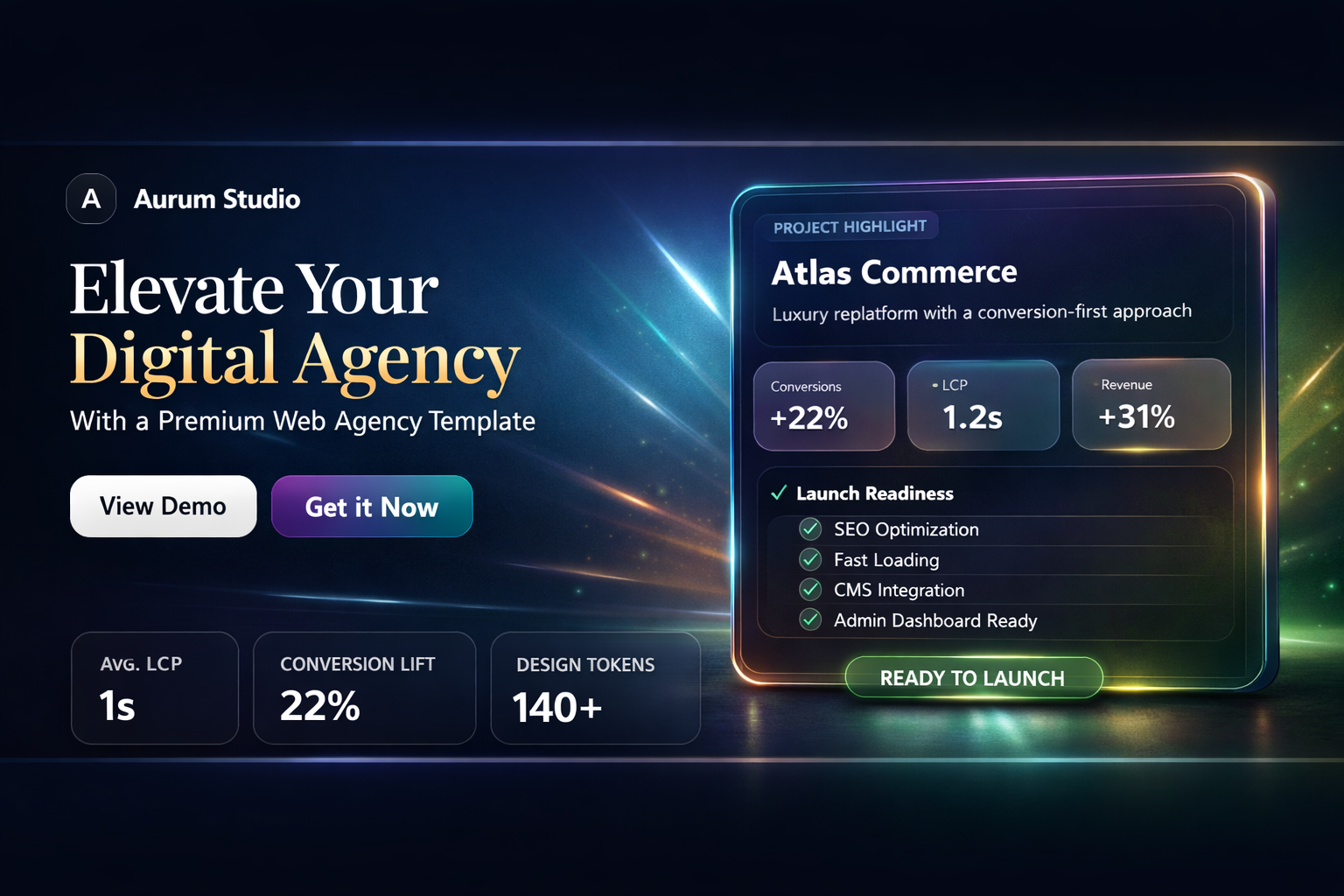 Pratinjau template Aurum Studio web agency template
