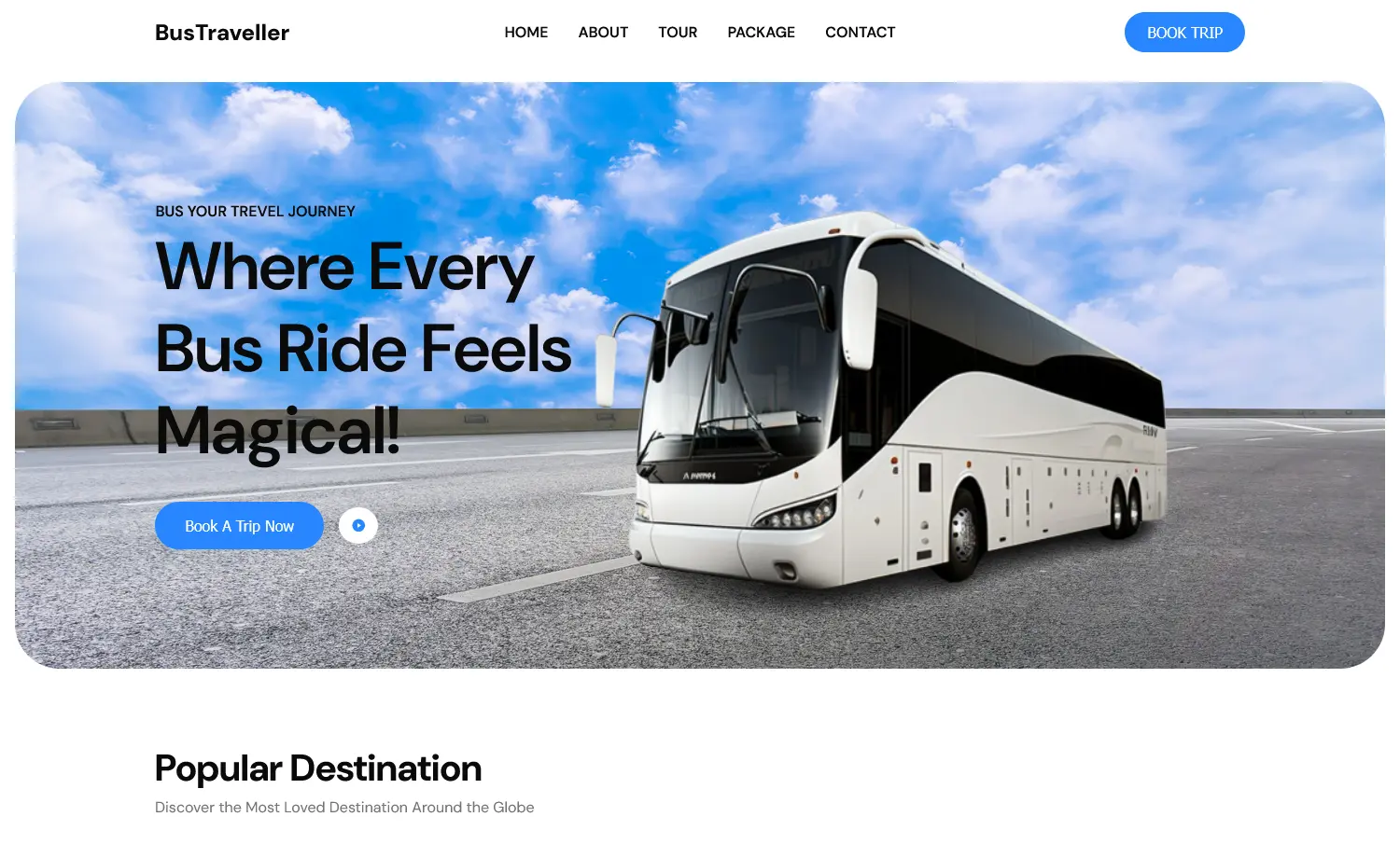Pratinjau template BusTraveller– Free HTML5 Travel Agency Website Template