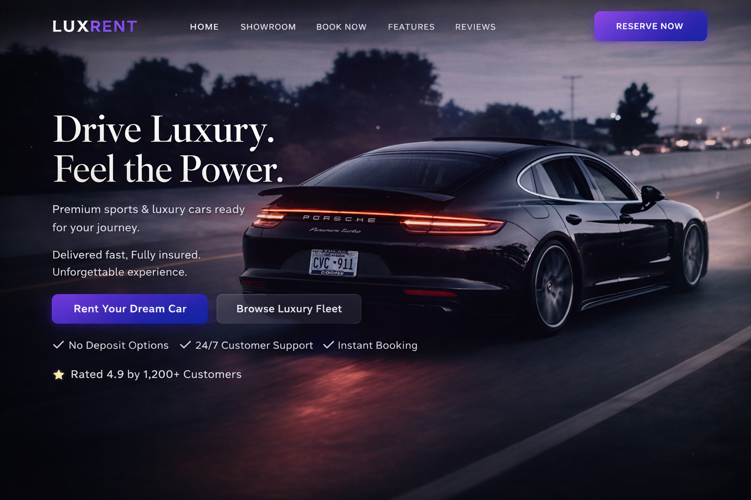 Pratinjau template Car Rental, Automotive, Luxury Car Rental Website Template