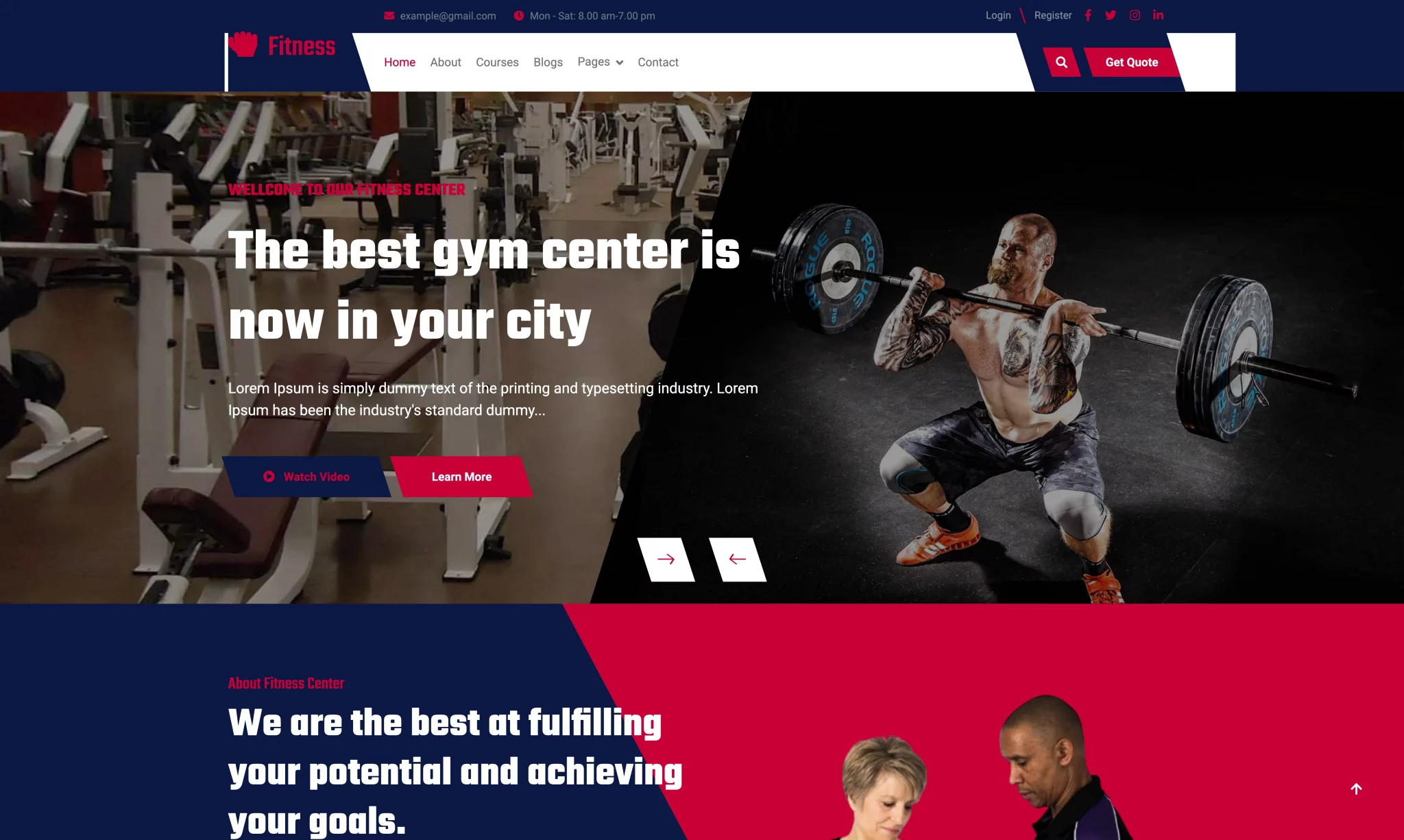 Pratinjau template Fitness – Free Responsive Bootstrap 5 Website Template
