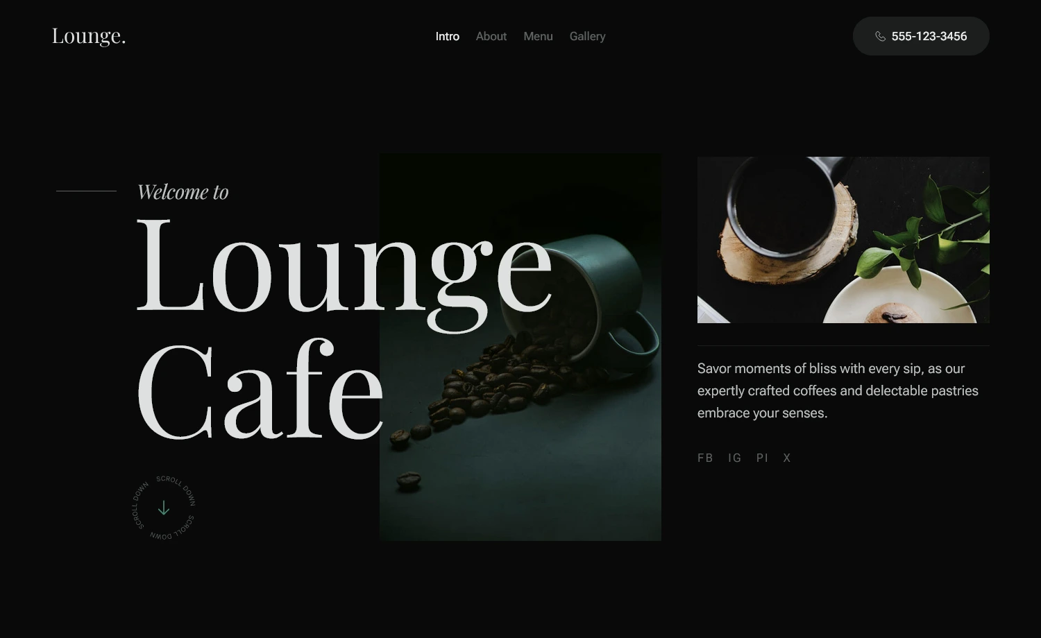 Pratinjau template Lounge – Free Responsive HTML Restaurant Website Template