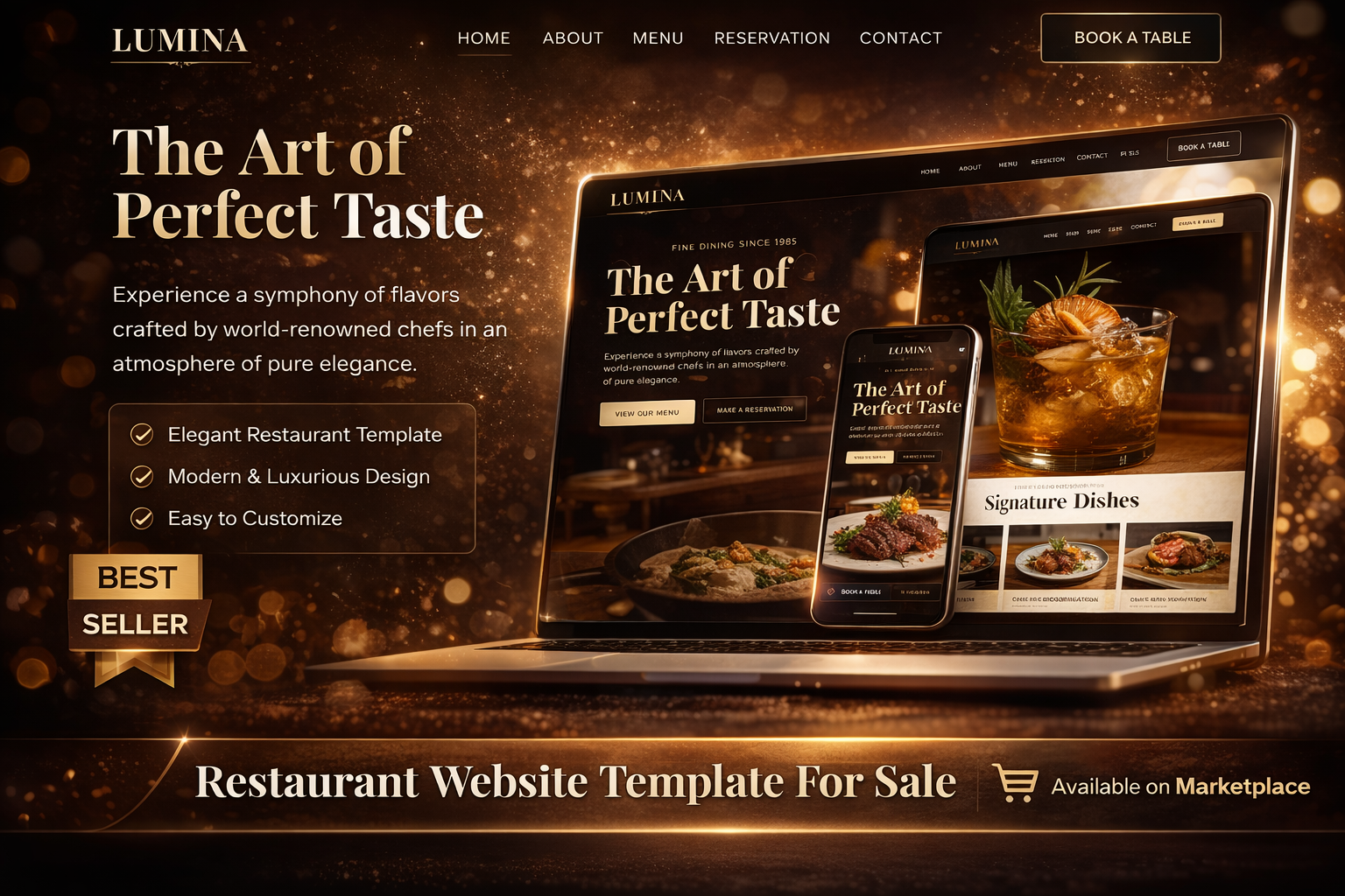 Pratinjau template LUMINA – Elegant Restaurant Website Template