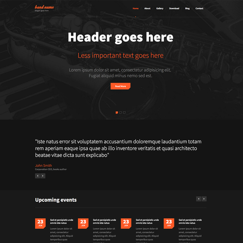 Pratinjau template Music Band Free Responsive Website Template